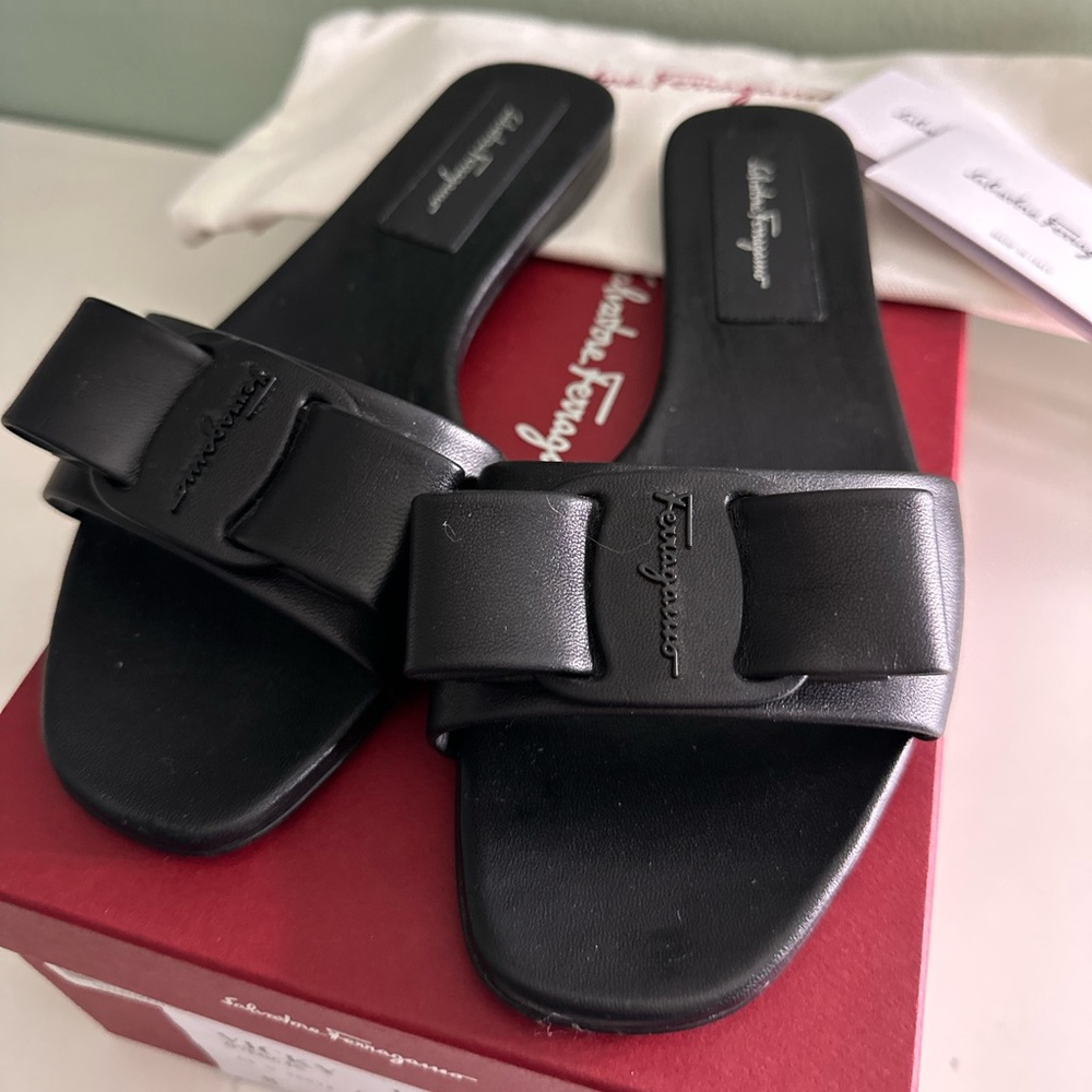 Salvatore Ferragamo… Slightly worn sandals with box, dust bag and receipt.